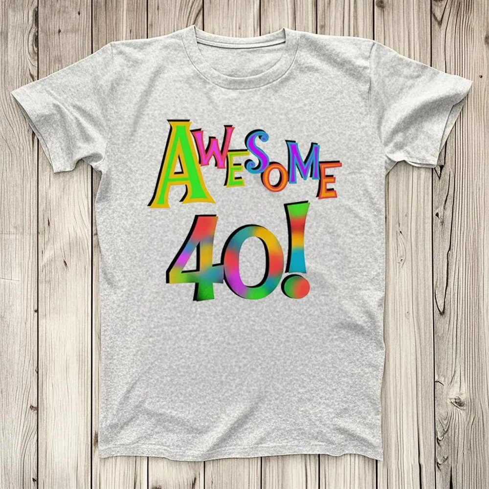 40歳の誕生日 素晴らしい40歳 面白い女性用Tシャツ Oネック 半袖 フィットスウェットシャツ 日常着用 美的服 ストリートファッション