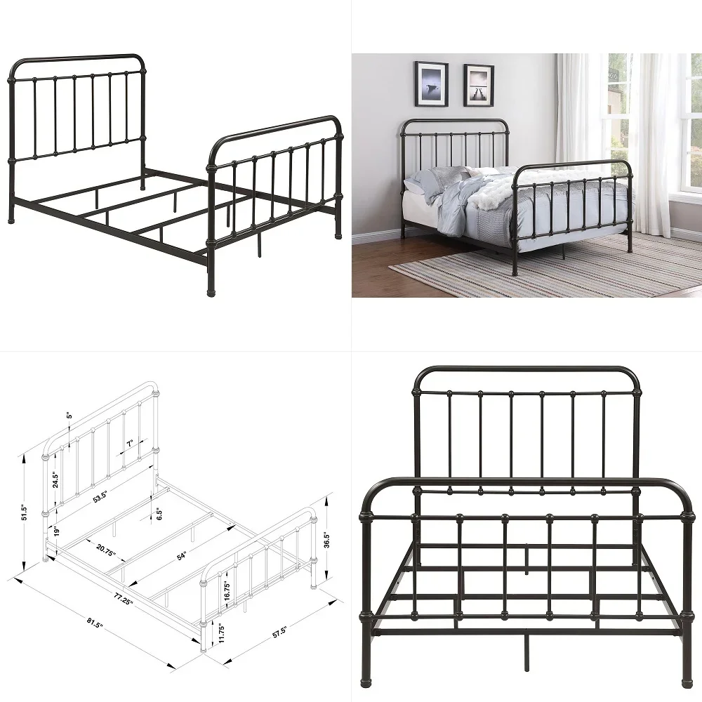 

Home Furnishings Livingston Transitional Wood Full Size Open Frame Bed Frame 52inch Headboard Dark Bronze 300399F