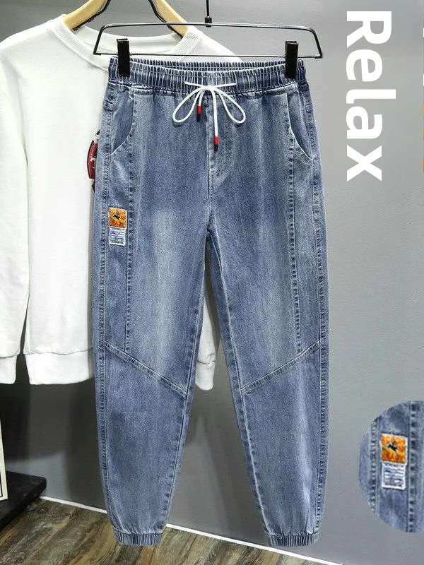 

Мужские повседневные свободные джинсы-карго для весны и осени, удобные, из полиэфирного волокна, износостойкие брюки