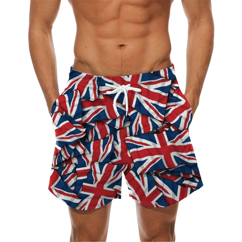 Vintage 3D British Flag Print Beach Shorts Men\'s Summer Loose Fashion Swimwear Pants Women Kid Casual Hawaii Vacation Y2k Trunks