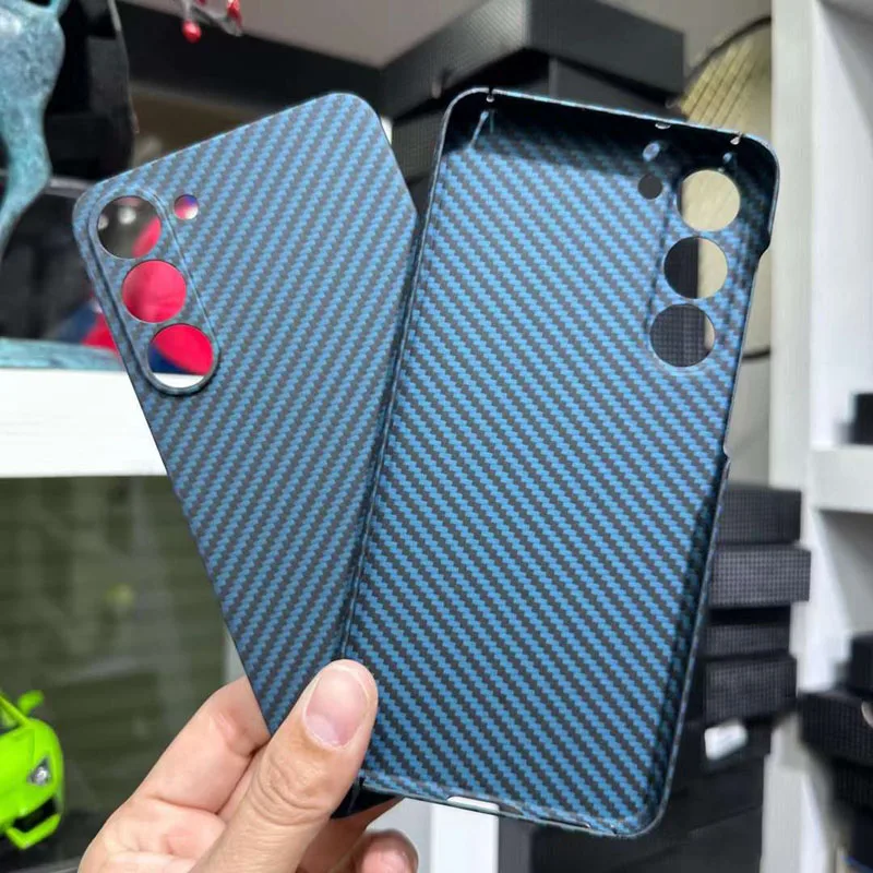 Case for Samsung Galaxy S23 S23+ Plus 600D Real Carbon Fiber Aramid Cell Mobile Phone Protective Cover Protection Shell