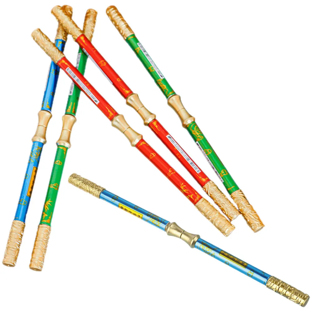 Caneta gel com barra de anel dourado, 6 peças, aderência confortável, canetas de tinta de ponta dupla para estudantes, material escolar, canetas de escrita suave