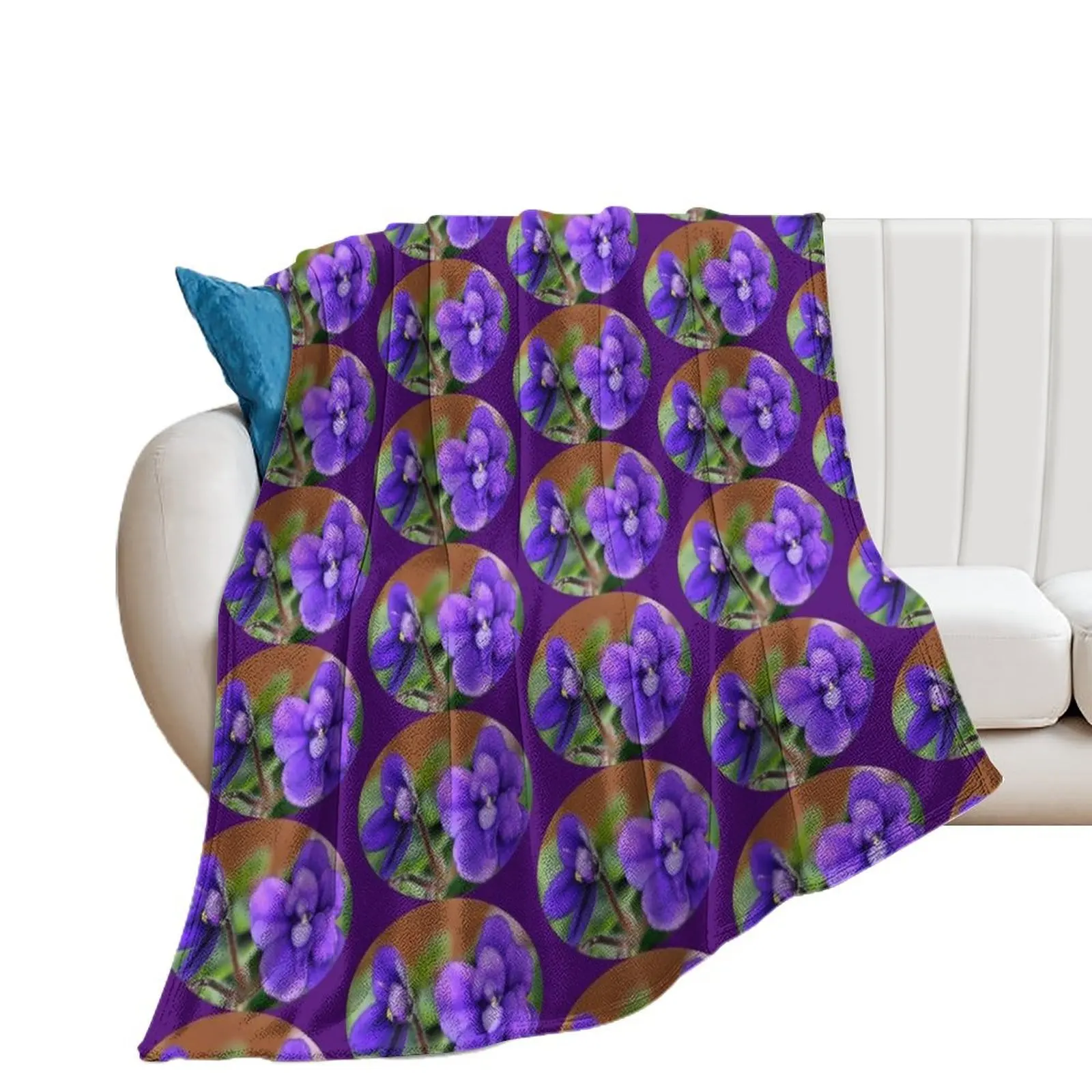 

Miniature African Violet Throw Blanket Luxury Designer Shaggy Flannel Blankets