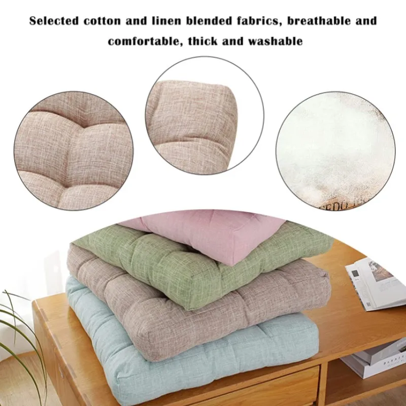 Large Square Floor Seat Cushion Cotton Linen Tatami Floor Pillow Thick Cushions Seating Pillow Seats Mat Pad Balcony Cushion