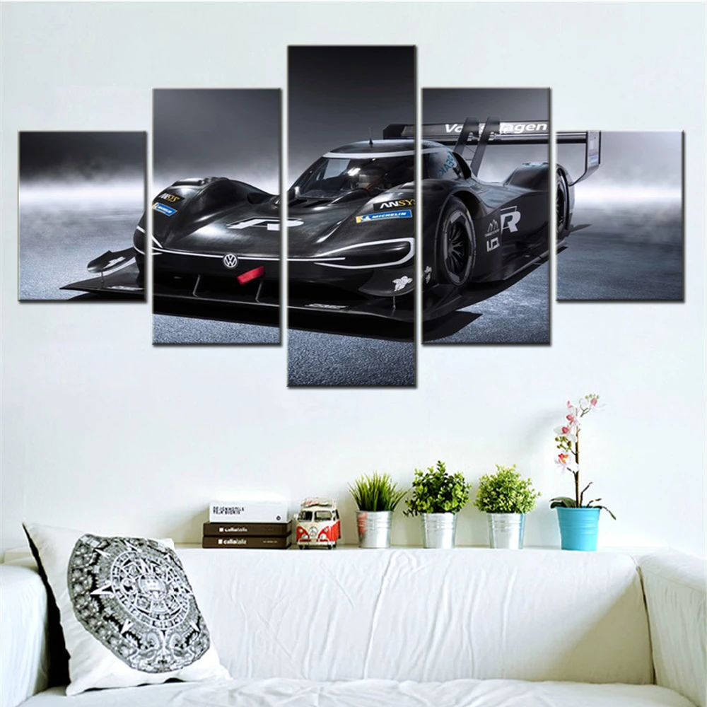 Canvas Wall Art Poster for Living Room Mural Painting Picture Print Cool Volkswagen Tuning Formula 1 Racing Car 5 Panels