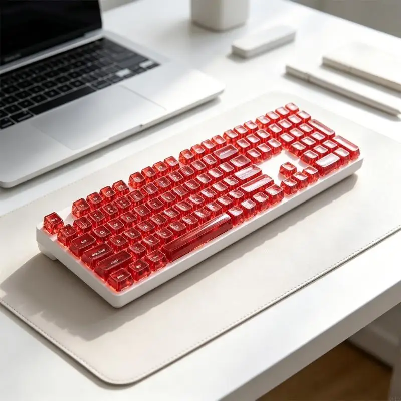 Q6PA 132 Keys Mechanical Keyboard Keycap Set with Clear HOA Profile and Front Printed Characters for 60% to 108-Key Layouts