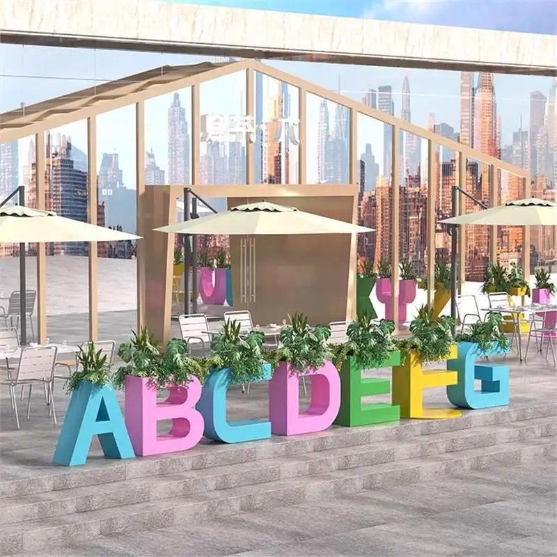 box letter  trough milk tea outdoor  pot stand café store partition