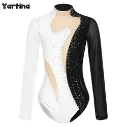 Womens Sparkling Rhinestone Ballet Jersey Jumpsuit Artistic Figure Skating Dance Costume Rhythmic Gymnastics Leotard Bodysuit