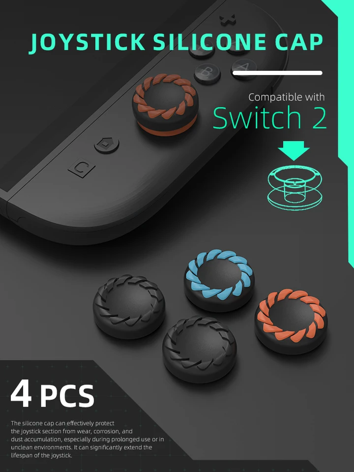 Funda de silicona con agarre para controles de Switch 2, protectores de joystick 2