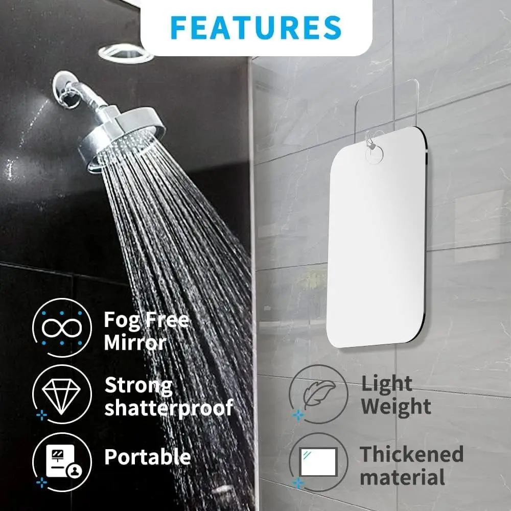 Acessórios Espelho de chuveiro inquebrável Espelho de barbear portátil sem neblina Espelho de maquiagem portátil