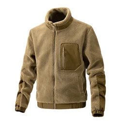 2025 New Autumn Winter Men's Fleece Jacket Men Casual Sports Outwear Coat Thick Warm Bomber Stand Collar Cargo Jacket Man M-3XL