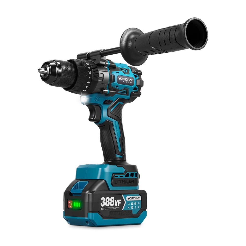 YOFIDRA 900N.M 13MM Bürstenlosen Elektrischen Schlagbohrmaschine 20 + 3 Drehmoment Handheld Bohren Schraubendreher Power Tool Für Makita Batterie pin – Detail 12