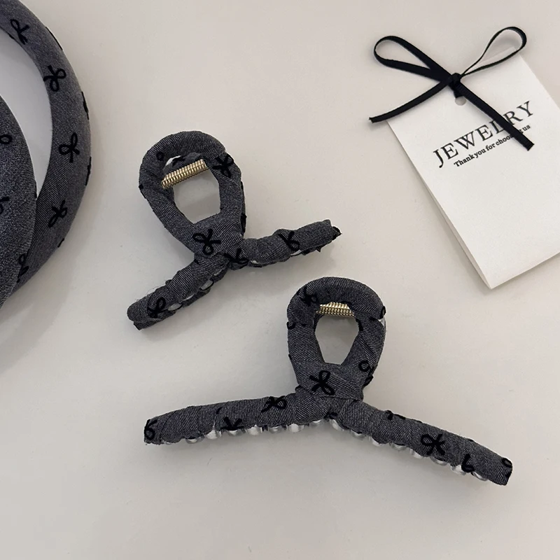 Moda ragazze nero grigio fiocco per capelli artiglio forcina per le donne grande artiglio per capelli squalo clip accessori per capelli da donna regalo