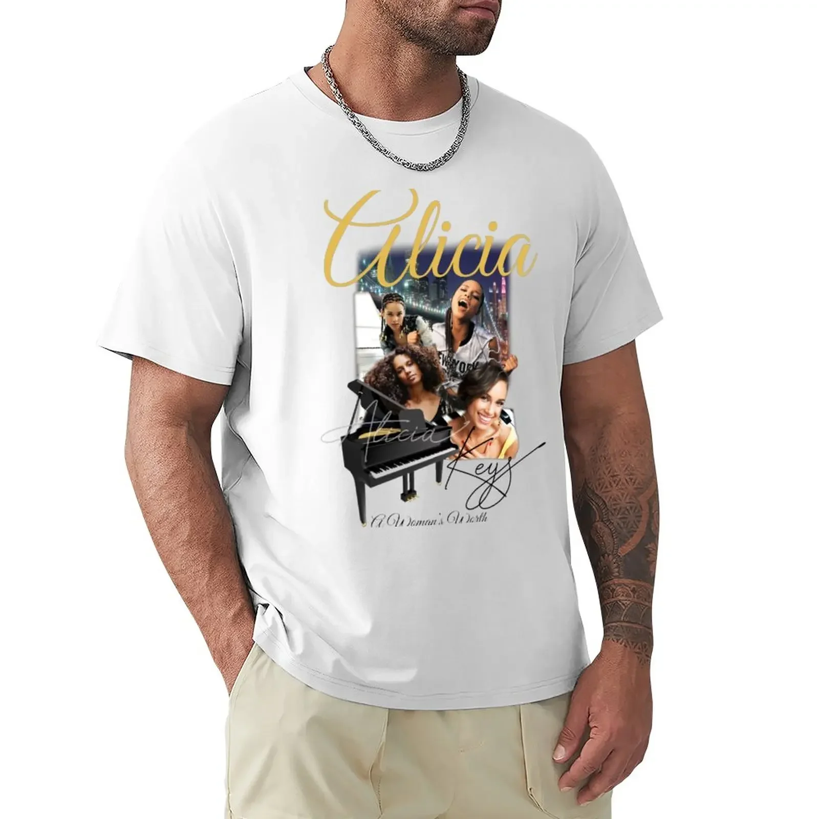 

Alicia Keys T-Shirt Short sleeve tee customs design your own plus size tops mens graphic t-shirts funny