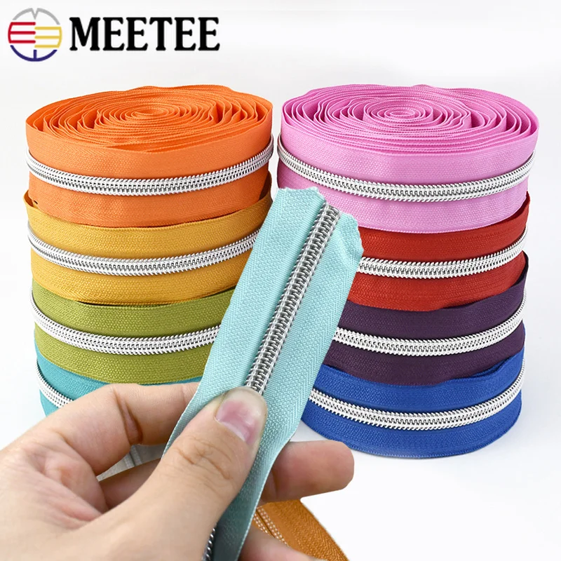 2-20M 5# Sewing Nylon Zipper Tapes Continuous Zippers Roll By Meters Plastic Coil Zip Garment Closure Zips Replace Repair Kits