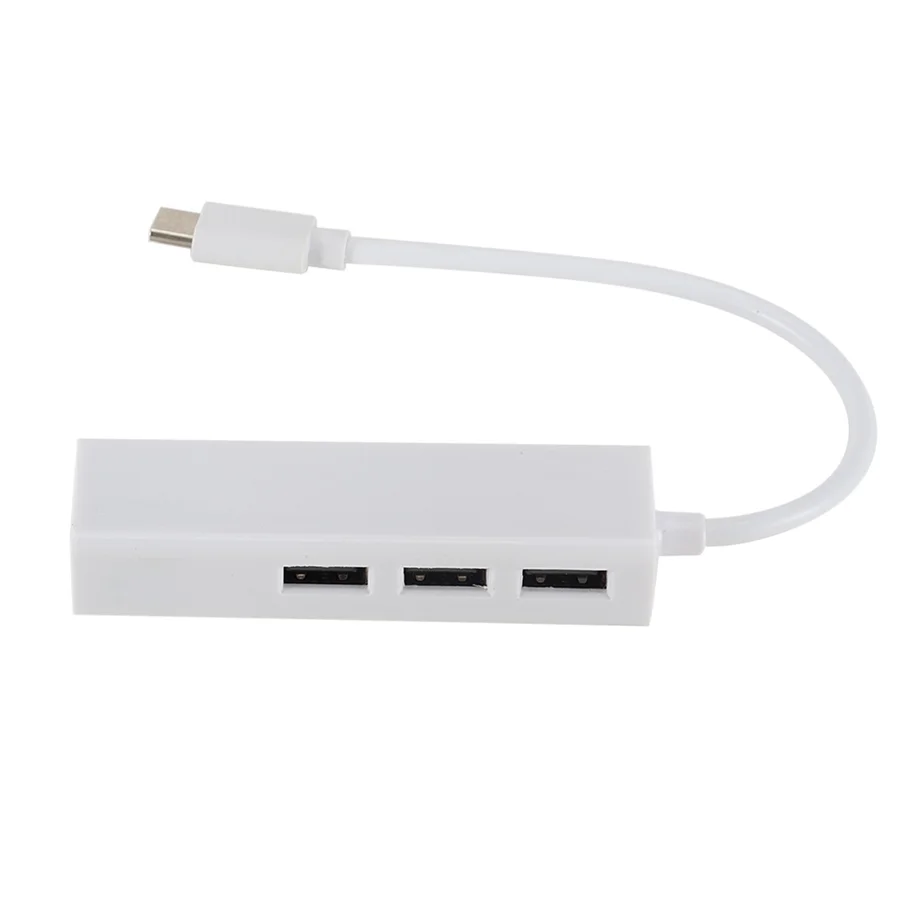 Concentrador de red USB 3,1 tipo C a Ethernet, adaptador LAN de 100Mbps, USB-C RJ45 con 3 puertos, divisor para MacBook Pro y portátil