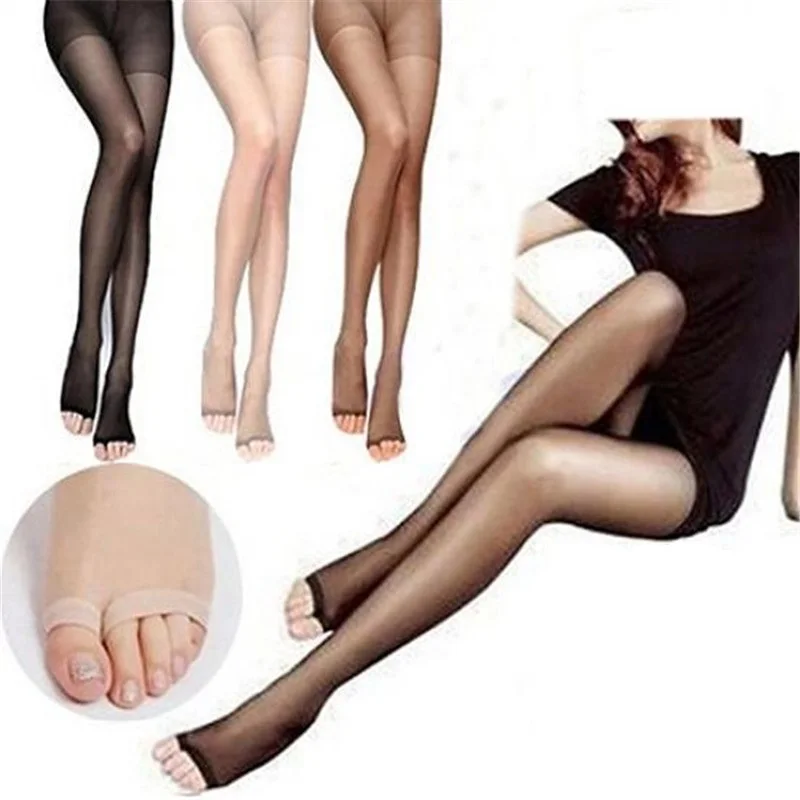 Meia-calça ultrafina elástica para mulheres, meia sem costura, meias sensuais, dedo do pé aberto puro, preto, apertado, tamanho 1, nova moda