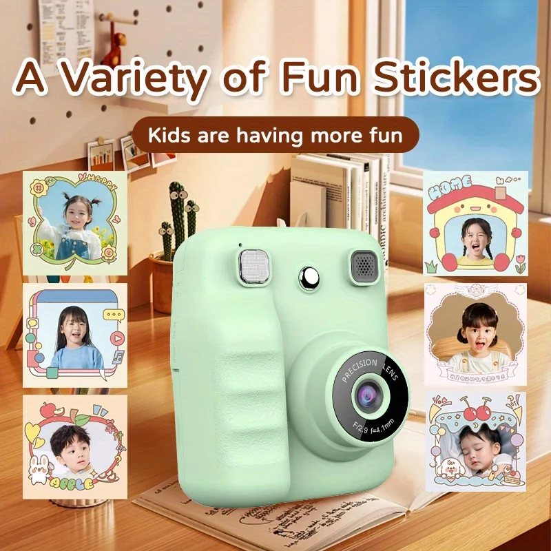 Appareil photo numérique à impression instantanée pour enfants - Appareil photo rechargeable USB avec écran 360P, écran 2,4 pouces pour cadeaux d'anniversaire, photographie,