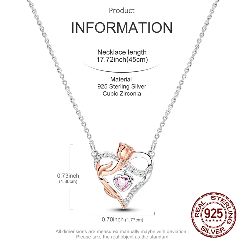 925 فضة توليب الحب قلادة زهرة قلادة قلادة للنساء أزياء الذكرى عيد ميلاد مجوهرات هدايا