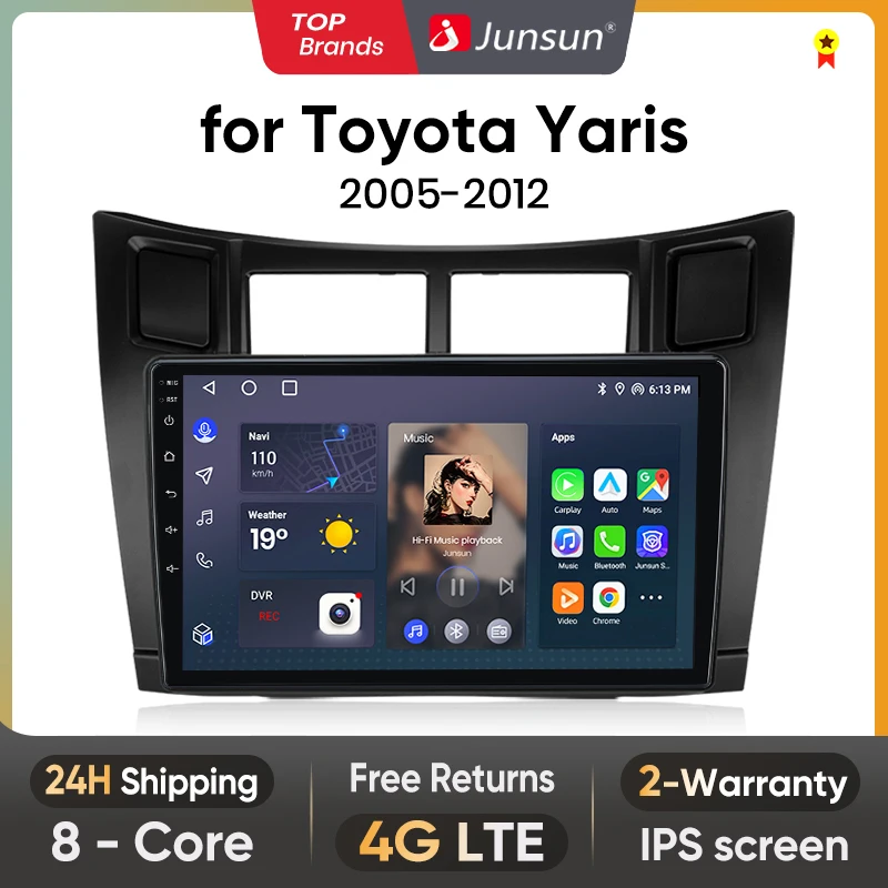 

Беспроводная Автомагнитола Junsun Carplay Android для Toyota Yaris 2005 - 2012 мультимедийный GPS Авторадио