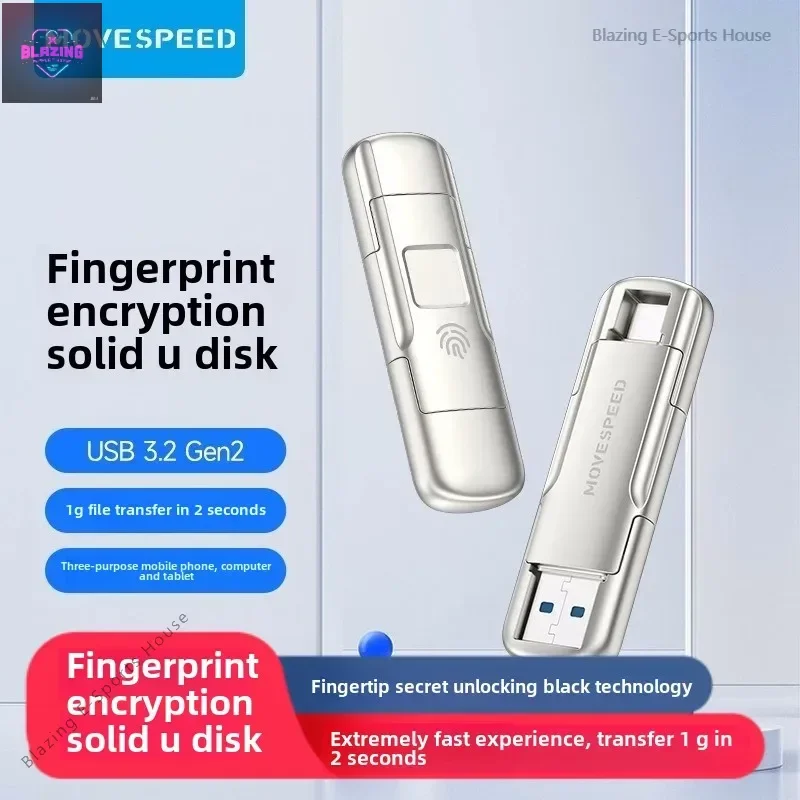 

olid-state U disk 512G mobile phone and computer dual-purpose 256g fingerprint encryption Type-C dual-interface mobile U disk
