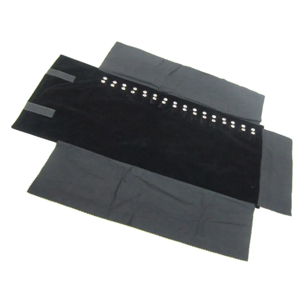 

Роскошный органайзер для ювелирных украшений с мягким покрытием: для колец, серег, ожерелий, компактный, складной, с застежкой-бантом, черный, для путешествий