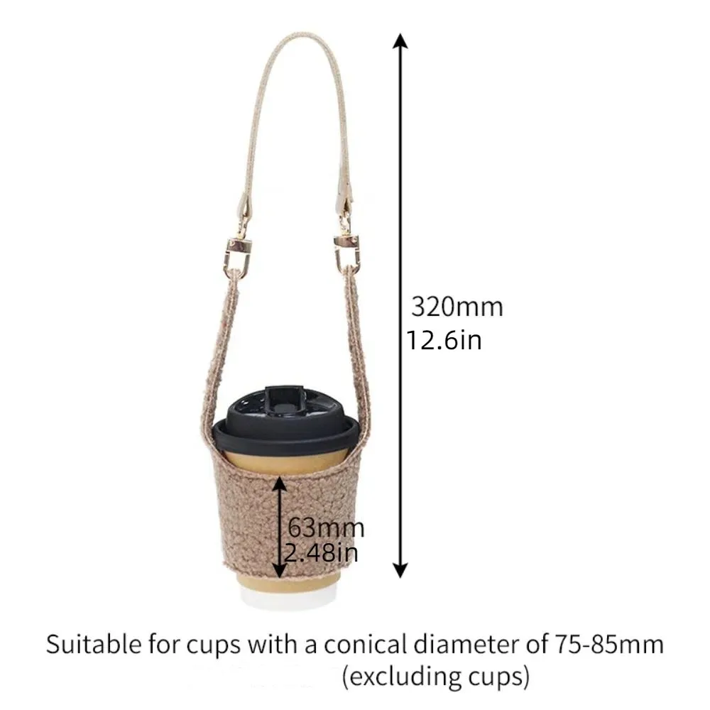 Handheld Plush Water Bottle Sleeve Adjustable with Handle Tea Cup Bag Portable Carrier Pouch Drink Sleeve Holder Tumbler Holder