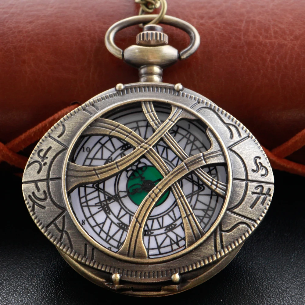 New Time Gem Punk Arabic Digital Quartz Pocket Watch Vintage Case Necklace Pendant Clock Chain Men's Women's Gift