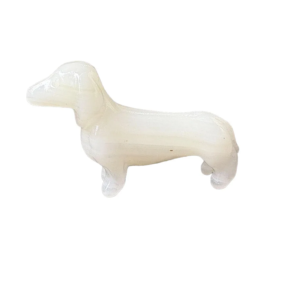 Custom Handcrafted Natural Afghan Jade Dachshund Dog Figurine - 8cm Cute Gemstone Puppy Statue Collectible Home Decor