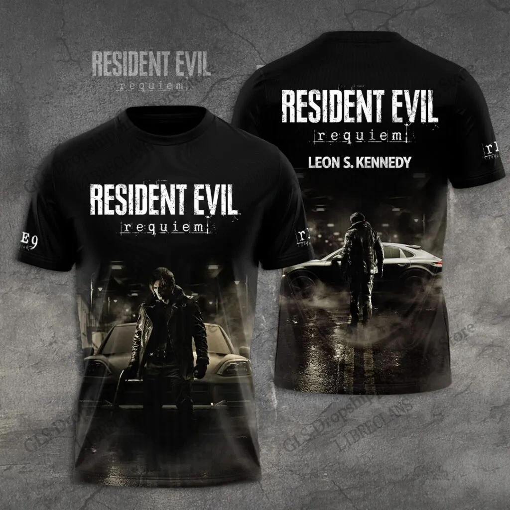 Sommer Neu Vintage Resident Evil 3D-Druck T-Shirt Herren Damen Mode Hip Hop Übergröße Streetwear Kurzarm Tops Tees Kinder – Detail 9