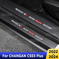 For CHANGAN CS55 PLUS 2024 2023 Auto Door Sill Pedal Carbon Fibre Texture Accessories Leather Styling Car Sticker Cover  TrimF