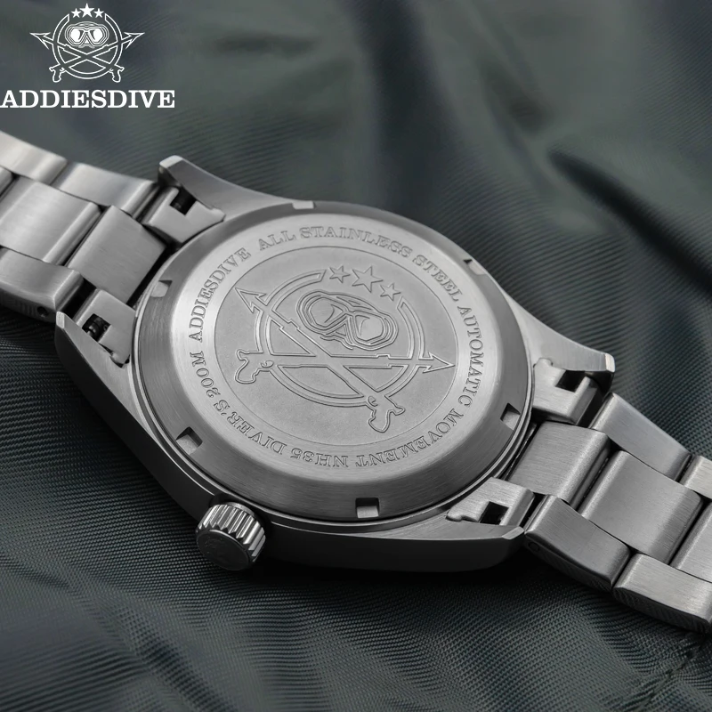 Addiesdive ساعة رجالي NH35 التلقائي الفولاذ المقاوم للصدأ الفاخرة الياقوت ساعة ميكانيكية مضيئة 200 متر مقاوم للماء ساعات جديدة ﻿