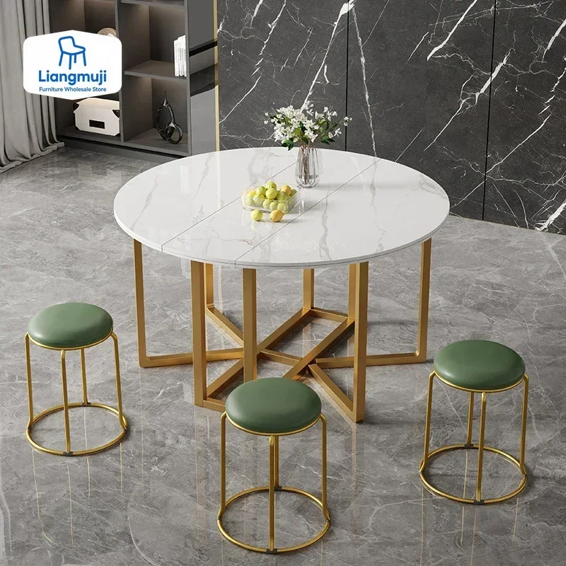 

Luxury Extendable Dining Table Legs Metal Gold Folding Design Dining Table Space Savers Mesas De Jantar Living Room Furniture