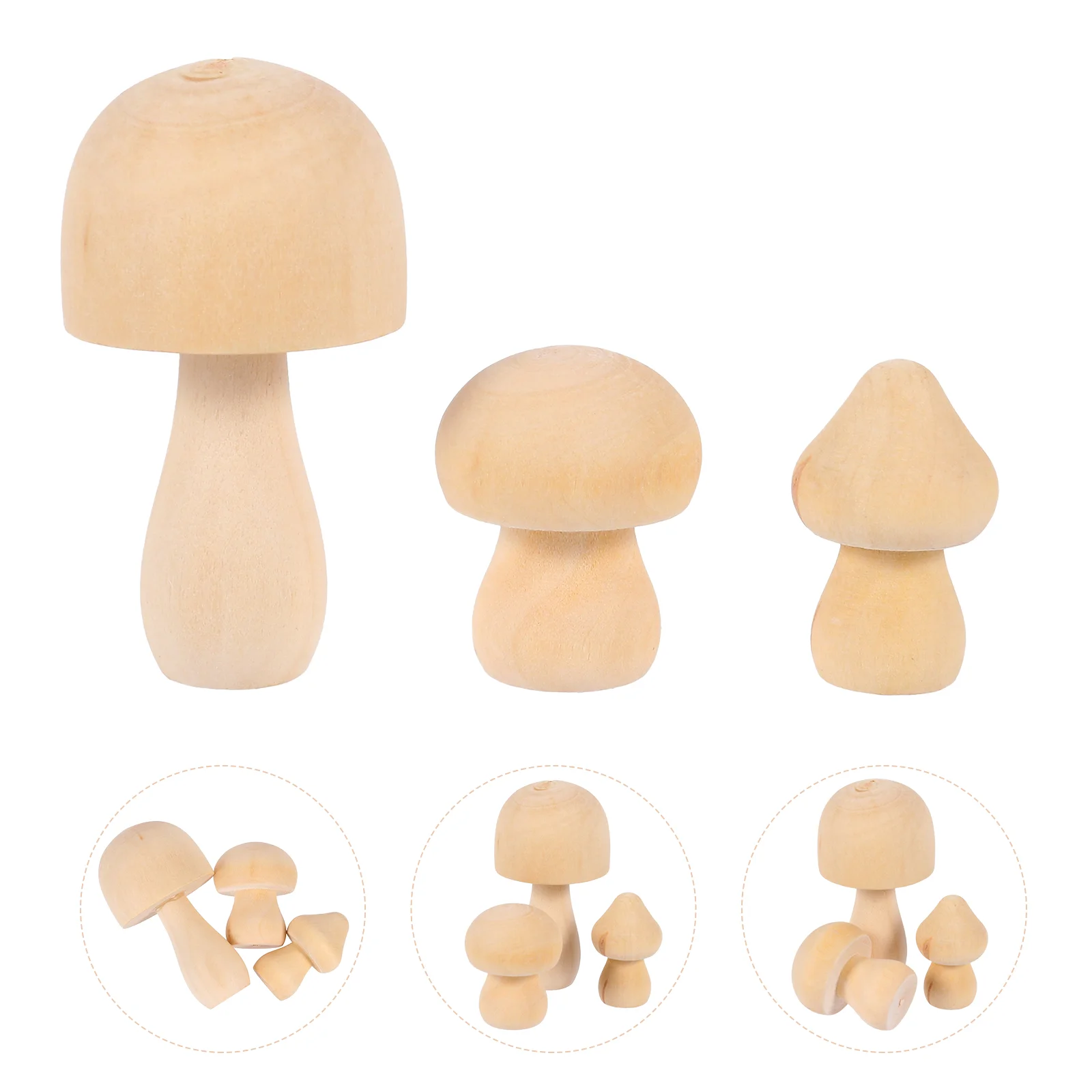 

9 Pcs Doodle White Germ Mushroom Children Drawing Toy DIY Wooden Ornament Babies Dolls Beads Decor Baby Ornaments for Kids