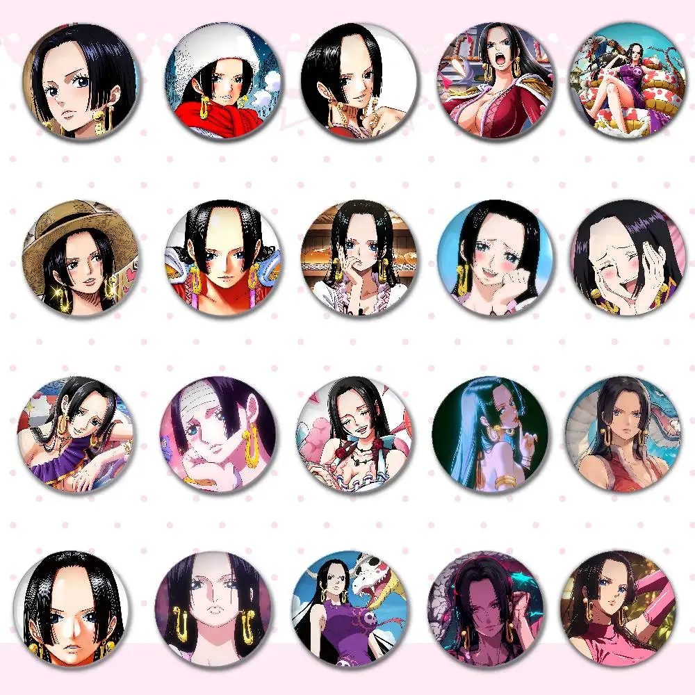 One Piece Boa Hancock Badges Round Brooch Cute Cartoon Idol Cosplay Badges DIY Backpack Clothing Jewelry Pins