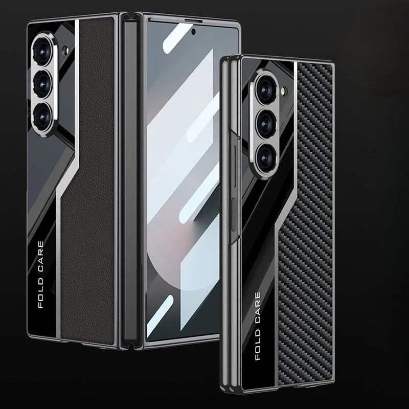 

Case For Samsung Galaxy Z Fold 7 Luxury Business Leather Grain Plating360° Full Coverage Cover For Galaxy Fold7 Shockproof