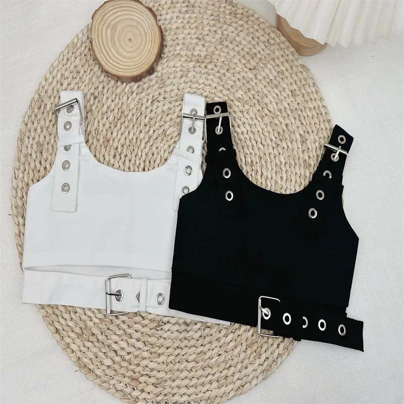 Baby Kids Girl Summer Teenage White Black T-shirt  , Children Princess Elegant  Top  3-12T
