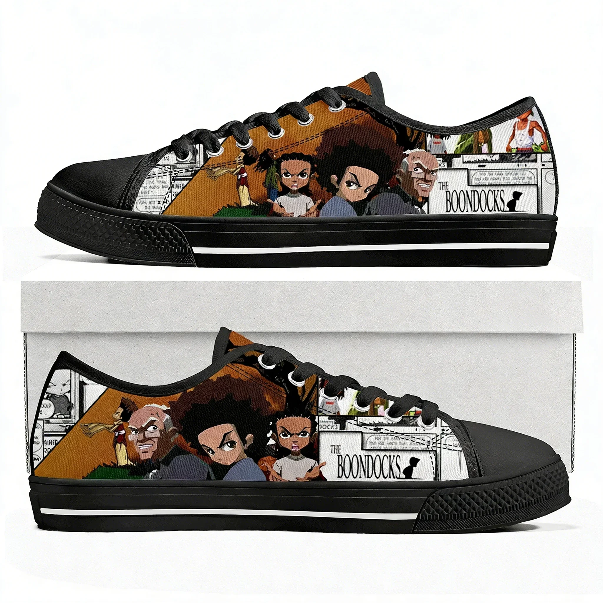 

Кроссовки Boondocks Huey Riley Freeman, низкие кеды для женщин, мужчин и подростков, высококачественные повседневные кеды из канваса, обувь в стиле аниме с возможностью индивидуального дизайна