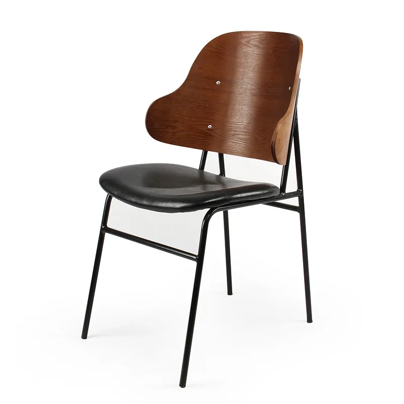 

Bar chair catering retro industrial style American country backrest soft bag wrought iron metal single family
