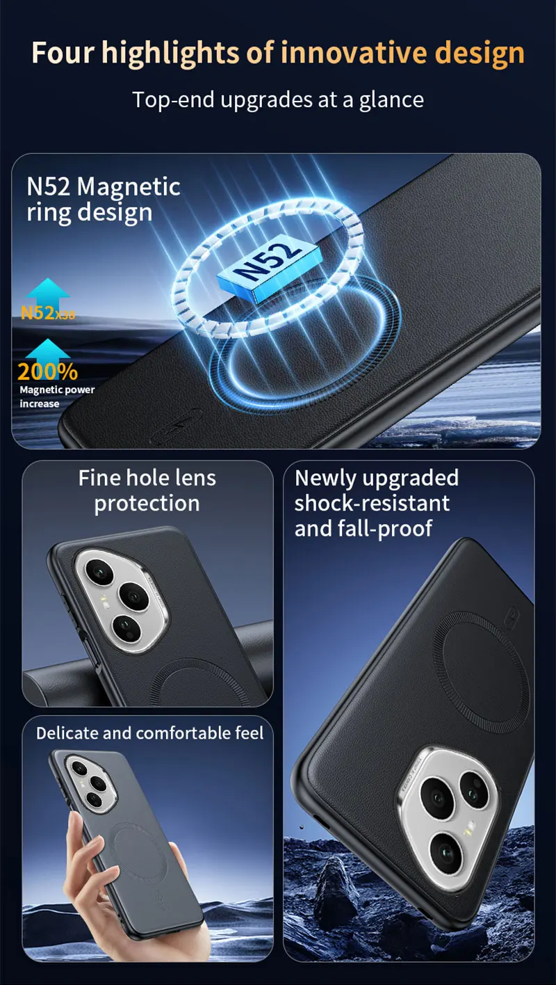 Für Honor 400 Pro Hülle Magnetische Leder-Schutzhülle Für Honor 400 Pro Hochwertige Anti-Fingerabdruck Rutschfeste PC+TPU – Detail 6