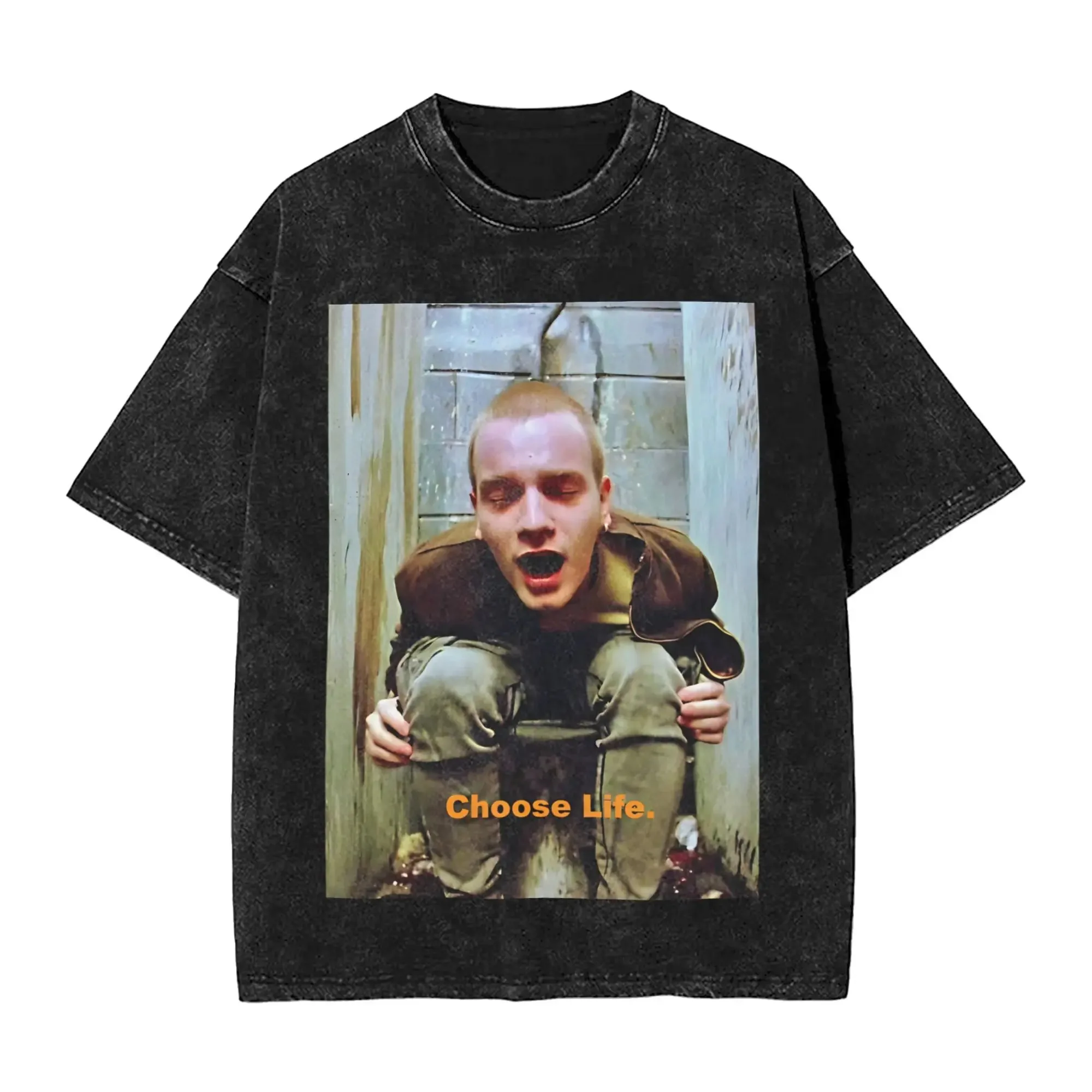 Camiseta Clásica de los 90 con Estampado Gráfico de la Película Trainspotting, Estilo Retro Lavado, para Hombre y Mujer, de Algodón Suave, Casual, Holgada, de Verano