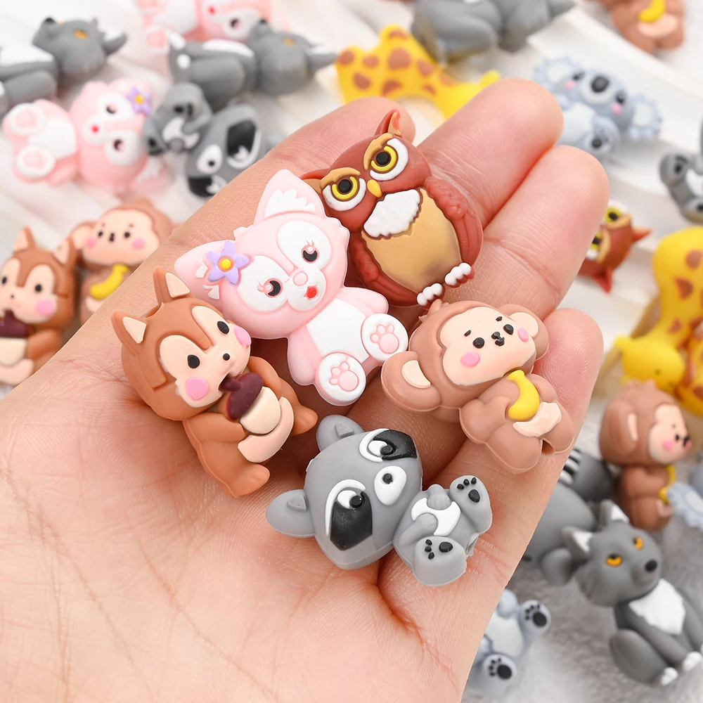8Pcs 3D Silicone Beads Cute Giraffe Owl Animals Teether Beads Stereo Loose Beads for DIY Pacifier Chains Clips Bracelet Teething view 4
