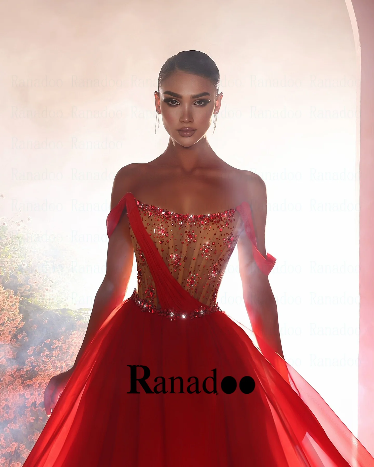 Ranadoo Stylish Strapless Prom Dresses for Women Rhinestones Off the Shoulder  Dubai Formal Party Pageant Gown Customized