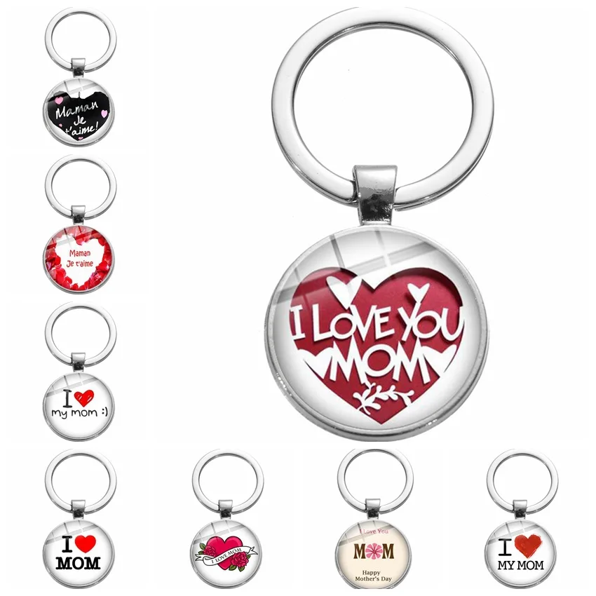 New I Love Mom Text Pendant Keychain Happy Mother'S Day Accessories Gift Metal Pouch Car Bag Pendant Jewelry Keychain Gift