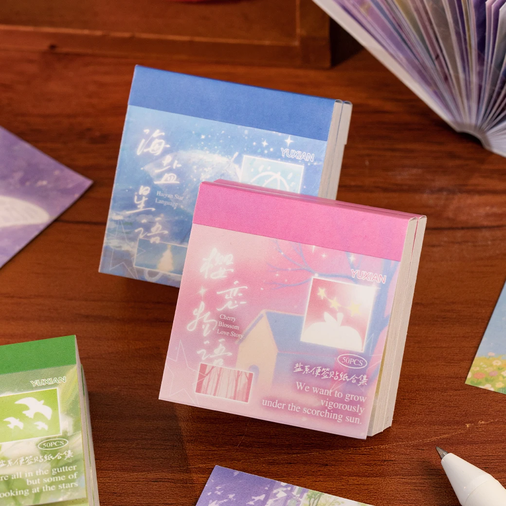 50sheets Kawaii Ins Sea Salt Star Language Mini Message Sticker Book DIY Diary Scrapbook Creative Decoration Cute Stickers