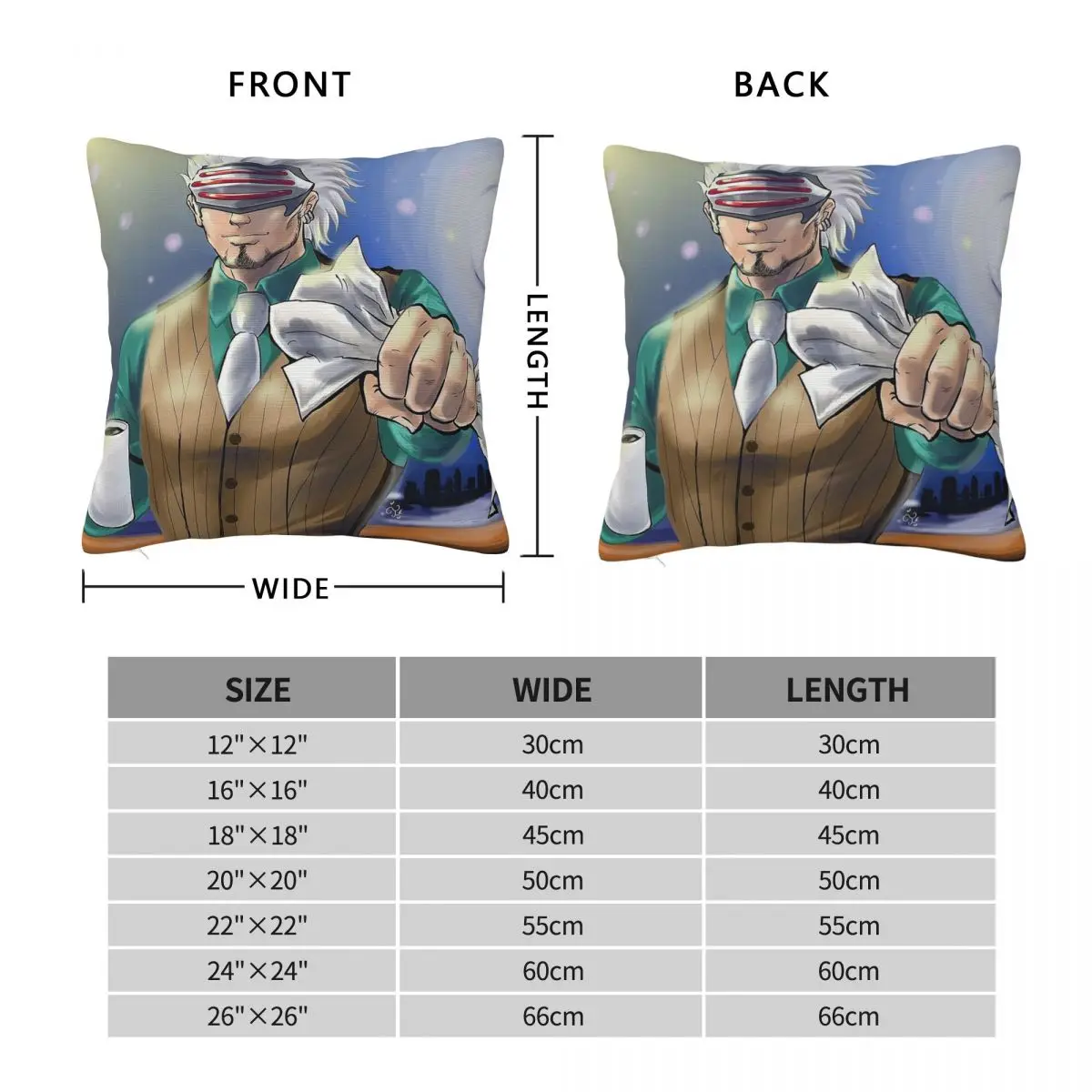 Ace Attorney Godot Pillowcase Polyester Linen Velvet Pattern Zip Decorative Bed Cushion Cover 18