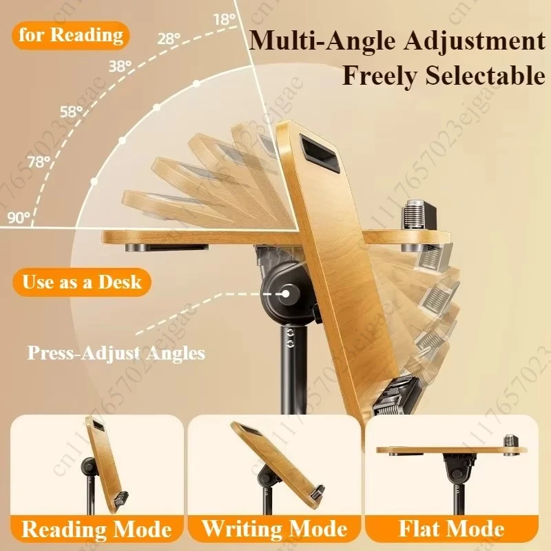 Portable laptop stand, wooden tripod, floor standing mobile desk, rolling desk for home office