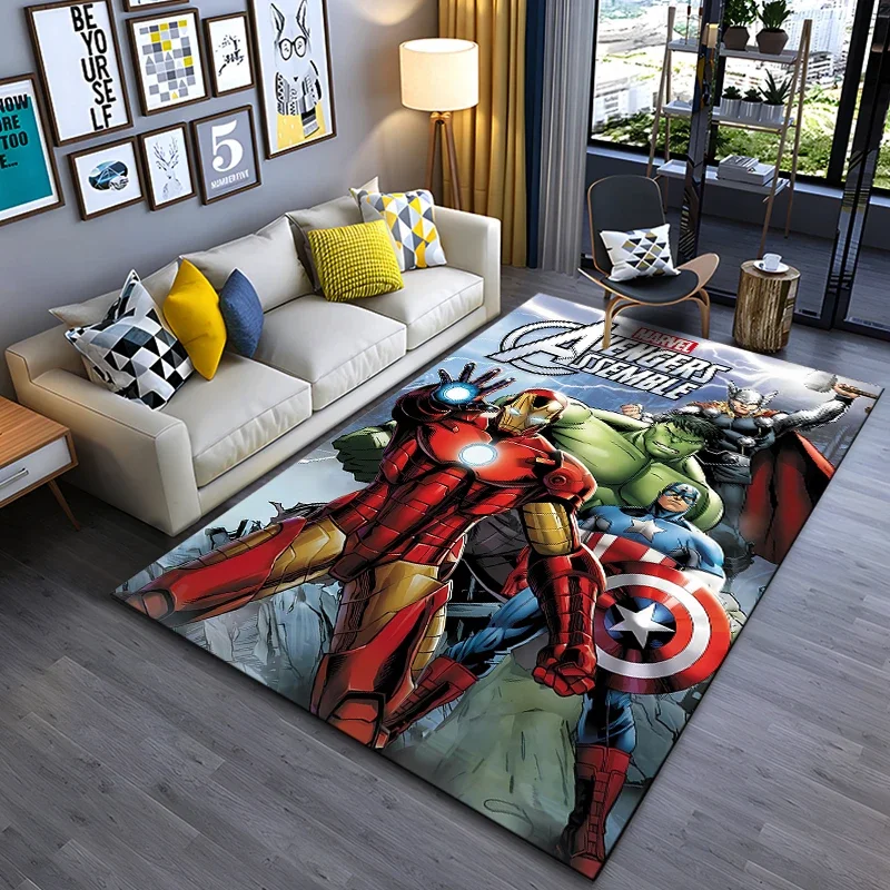 Marvel  Avengers Cool Rug for Bedroom Living Room American Anime Carpets for Kids Room Floor Mat Home Decor Non-Slip Rug Gift