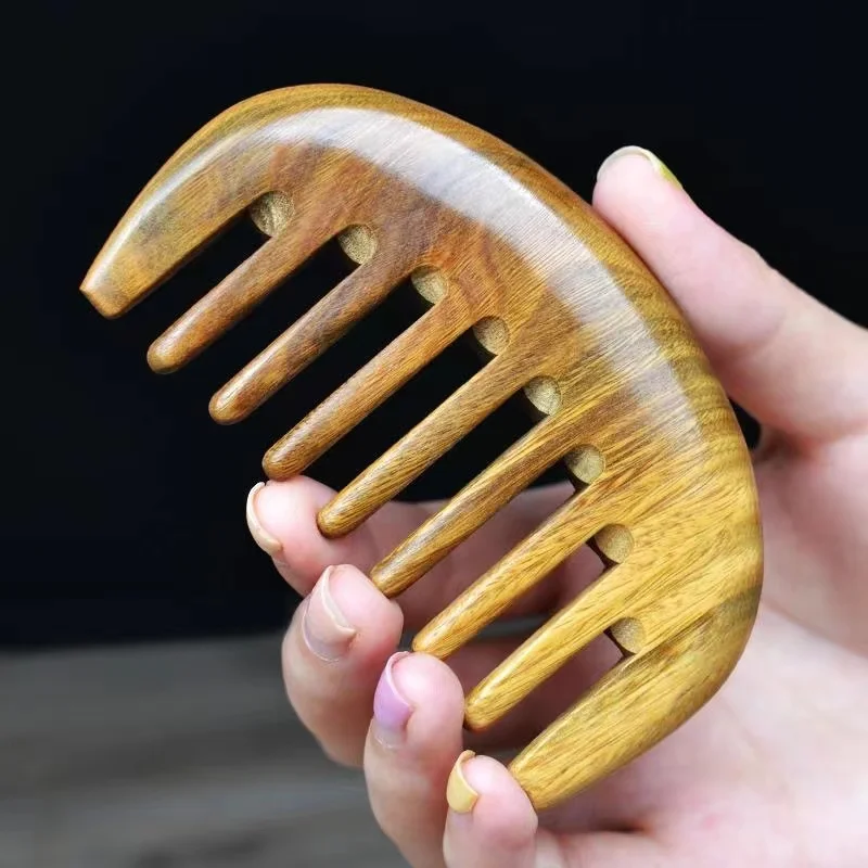 

Natural Green Sandalwood Comb Wide Tooth Pocket Wooden Combs for Hair Health Styling Care Relax Scalp Relieve Fatigue