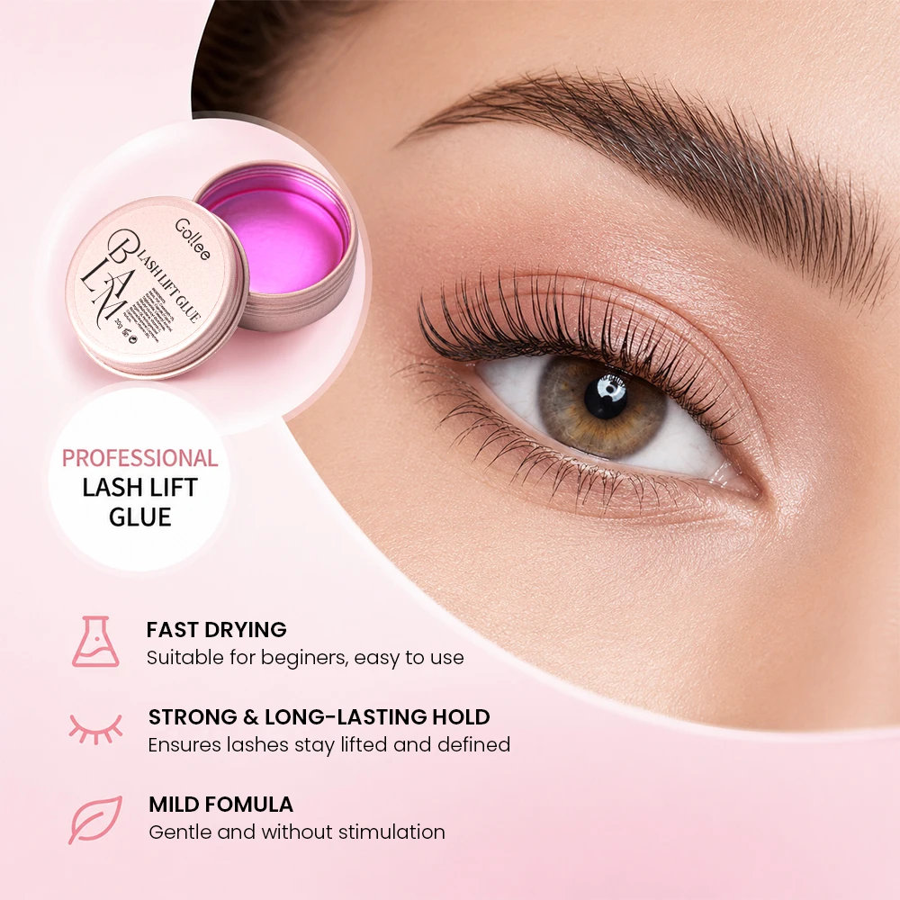 Gollee 20g Lash Lift Glue Balm Peach Scent Quick Dry for Eyelash Lift and Brow Lamination Strong Viscosity Lash Perm Makeup Tool